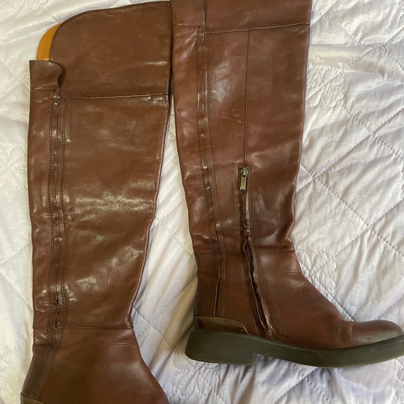 Bottes Cuir Suédé Franco Sarto Montant Au-dessus Du Genou - Taille 7 Marron - Occasion